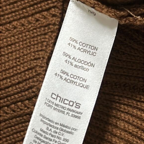 Chico’s womens sz 2 (12) cutout turtleneck sweater long sleeve brandy brown NWT - Picture 8 of 14